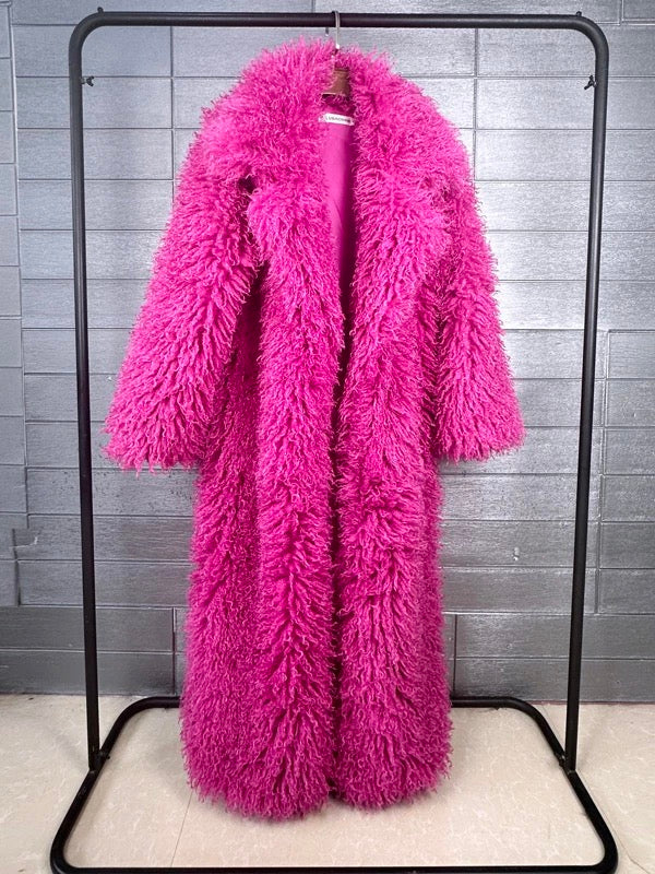 Long shaggy Faux fur coat -Winter luxe collection (Cream,beige ,brown ,Pink )