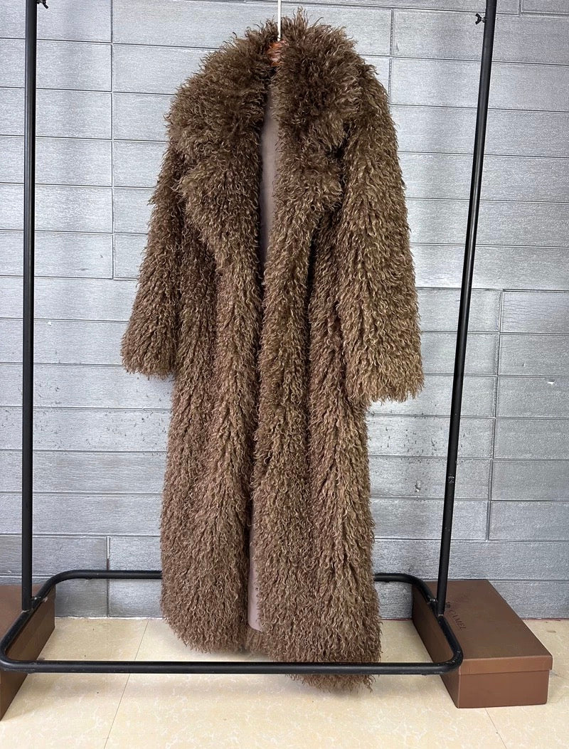 Long shaggy Faux fur coat -Winter luxe collection (Cream,beige ,brown ,Pink )