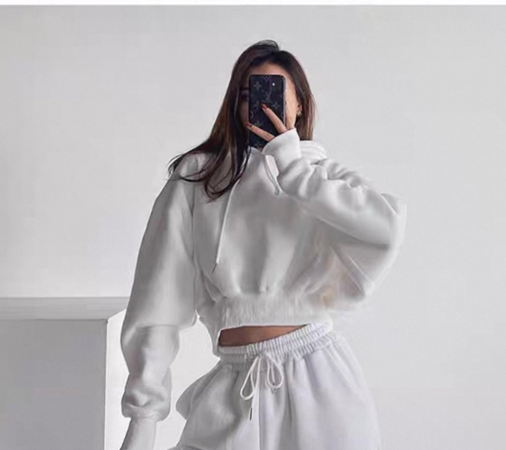 Women’s Comfy Crop Hoodie & Bottoms Sweatsuit Set