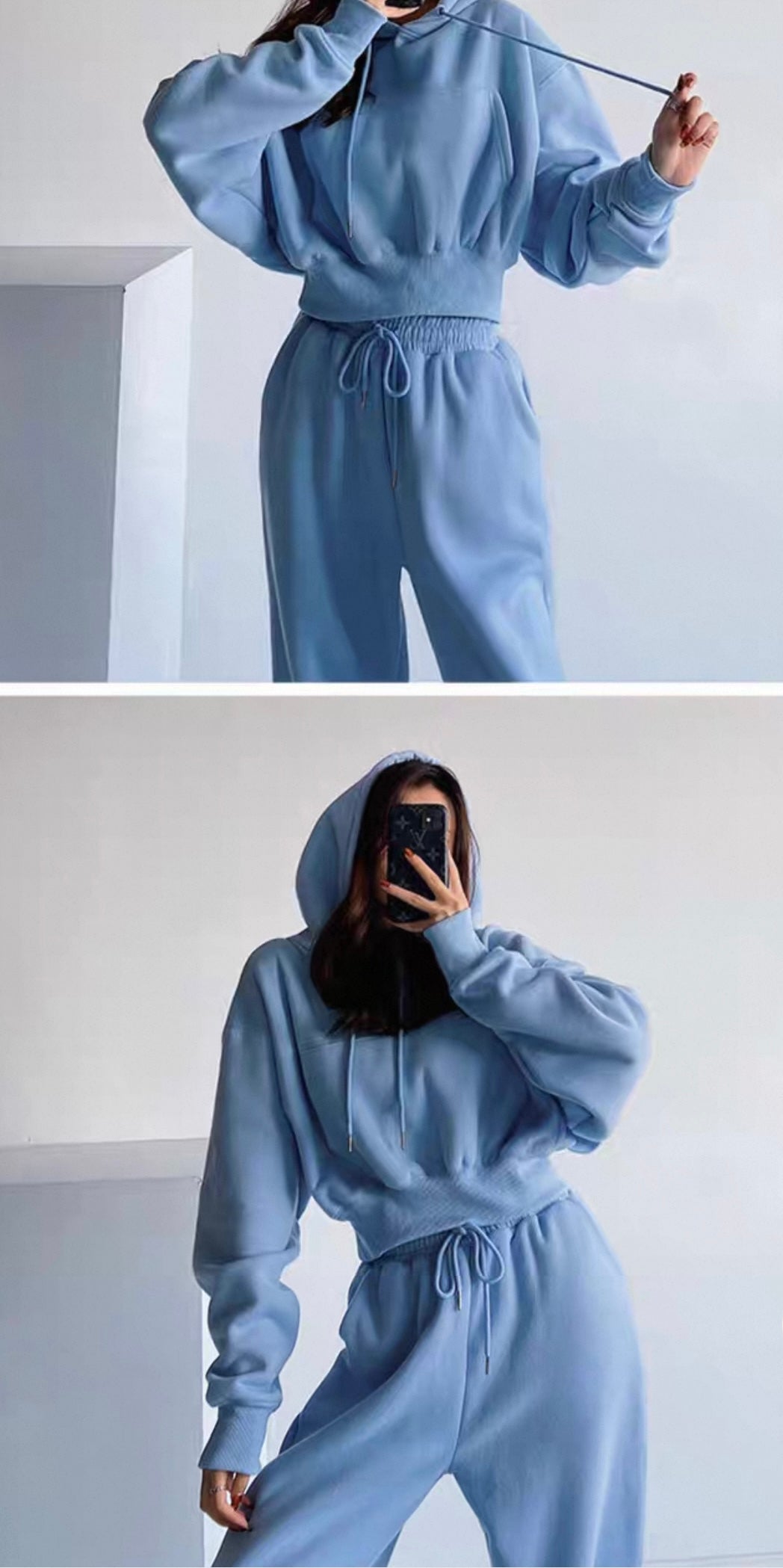 Women’s Comfy Crop Hoodie & Bottoms Sweatsuit Set