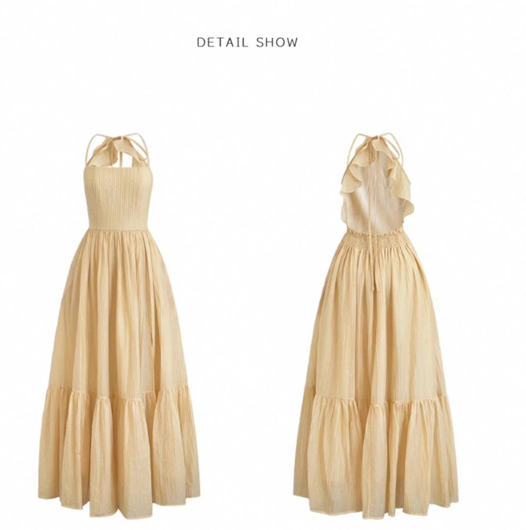 Yellow breezy boho maxi backless dress