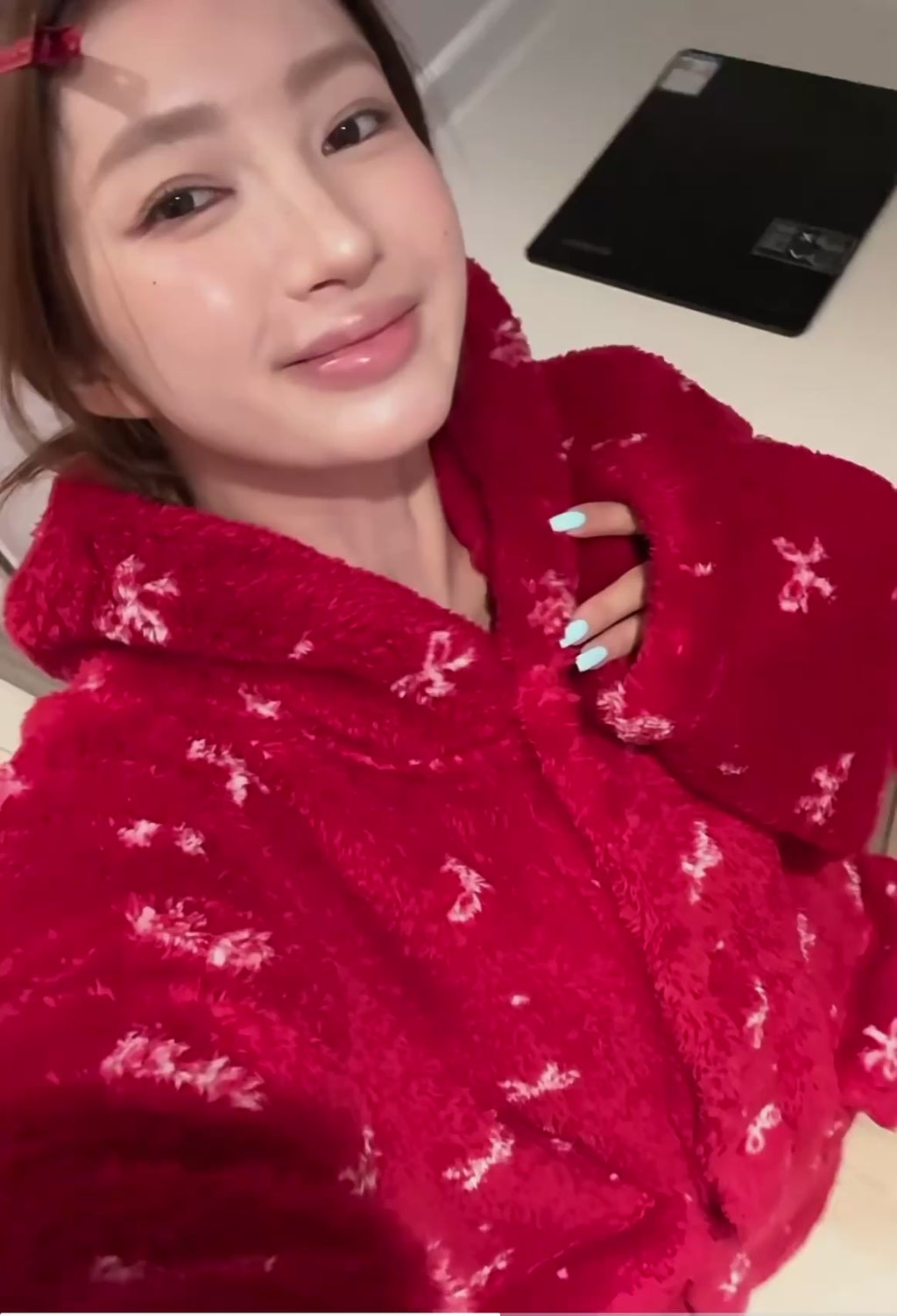 ✨ Cozy Bow-Knit Winter Loungewear Set – Christmas Edition