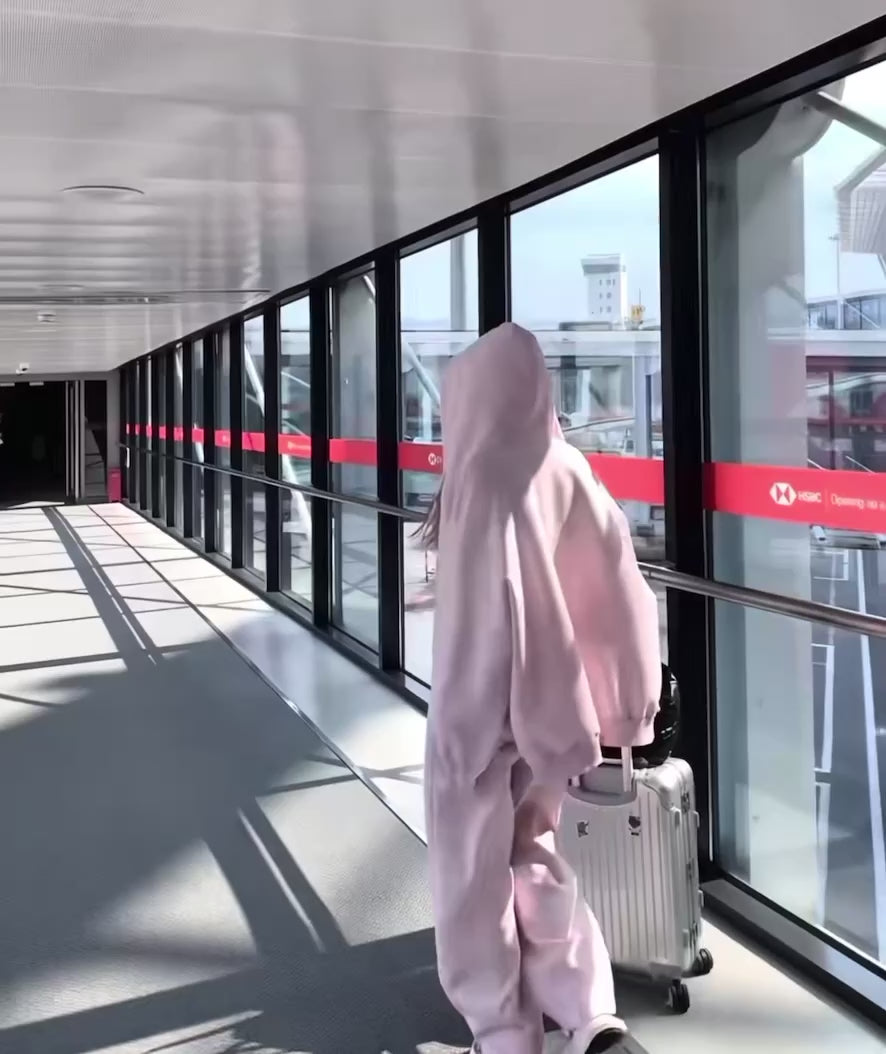 Airport Chic Tracksuit Set – Pink & White