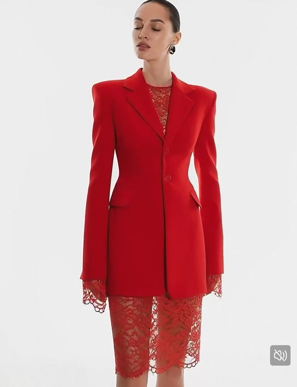 Red Lace-Trim Blazer Dress – Holiday Edition