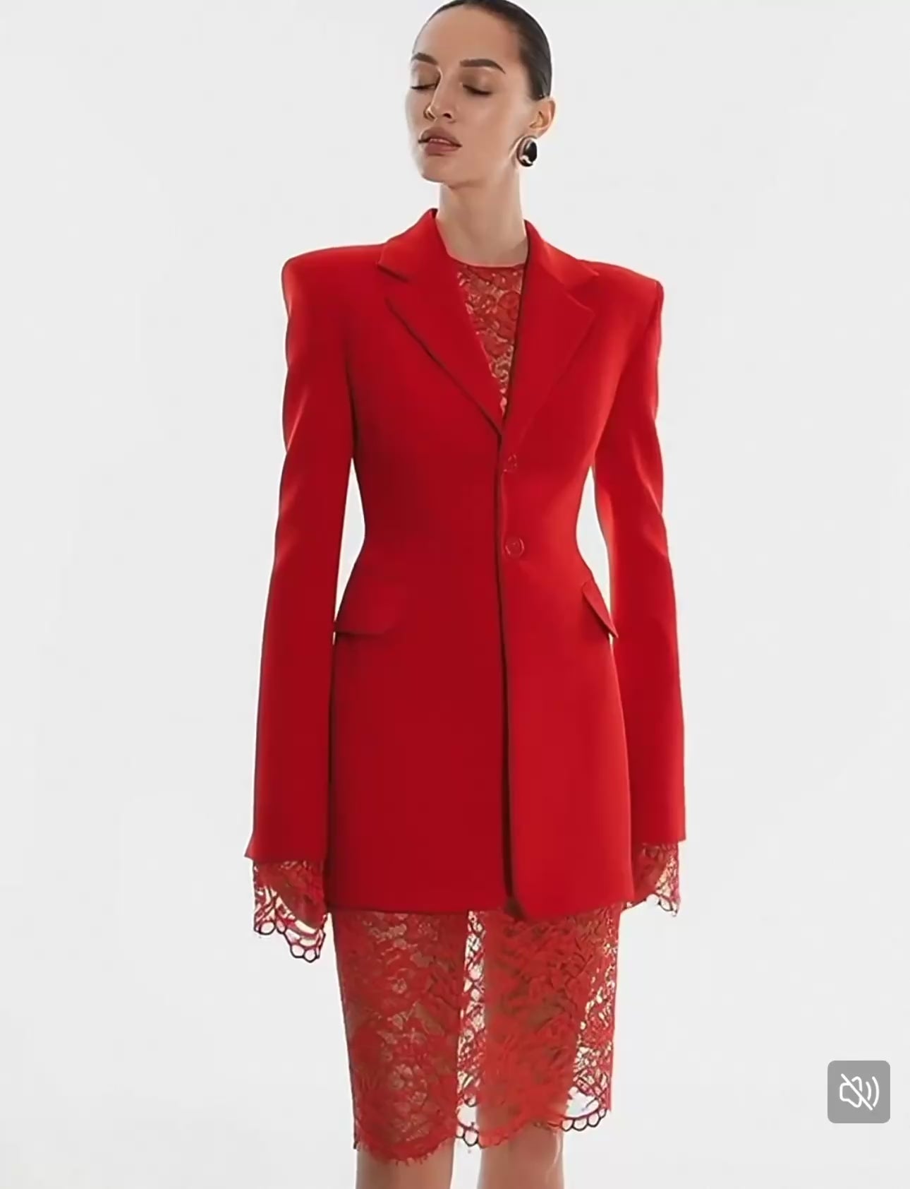 Red Lace-Trim Blazer Dress – Holiday Edition