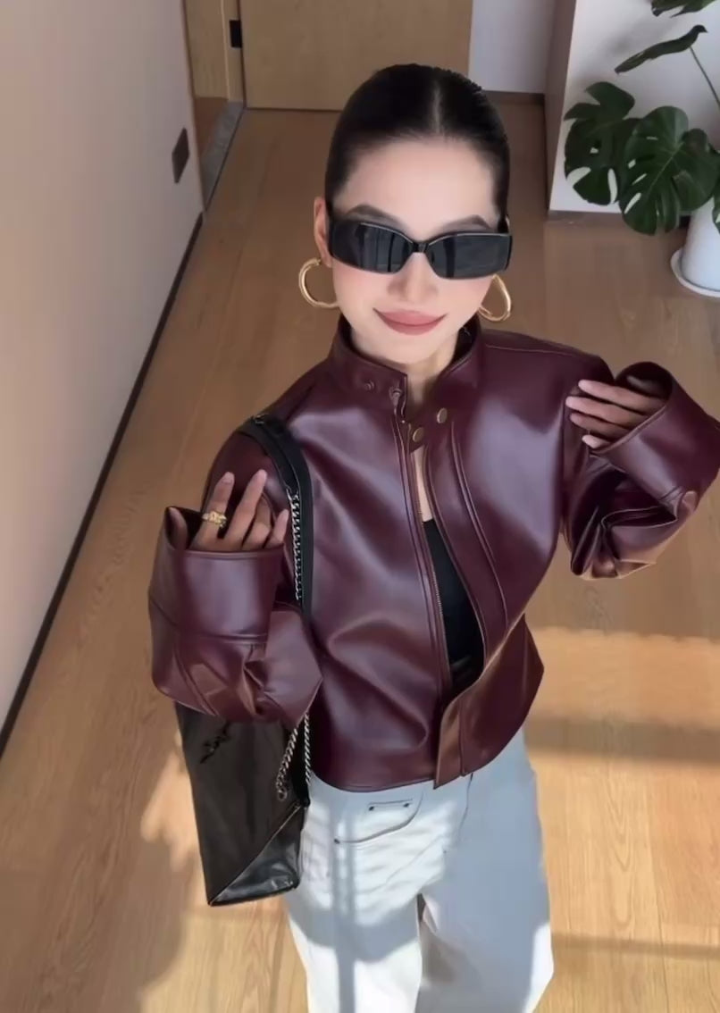 Women’s Burgundy Leather Jacket – Timeless Fall & Winter Staple