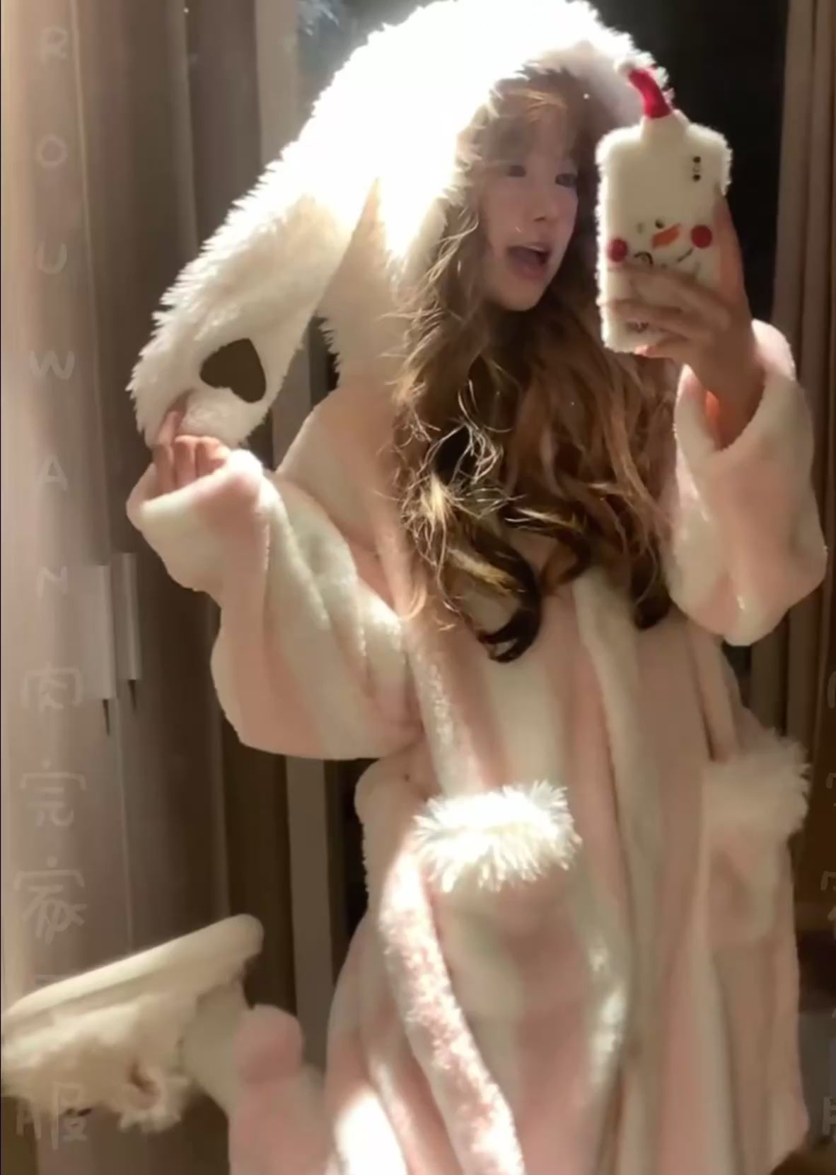 Pink Bunny Cozy Hooded Robe – Winter Snuggle Edition