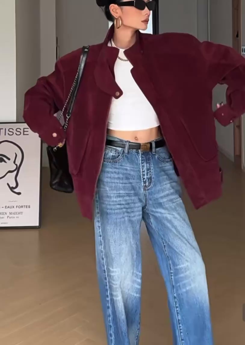Burgundy Corduroy Jacket – Cozy Fall/Winter Essential